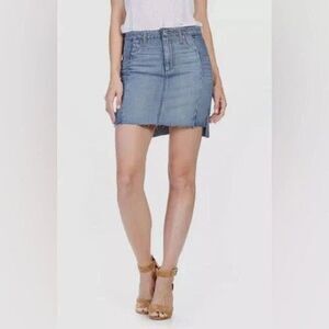 PAIGE - Jessie Denim Skirt Cotton/Lycocell Size 30 Raw-Edge Hem
